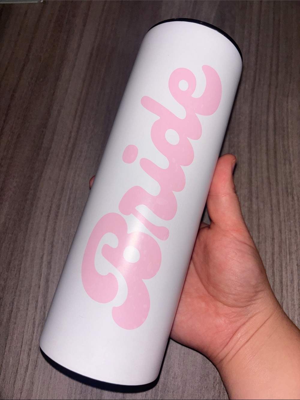 Bride Pink Script Travel Bottle - White & Pink